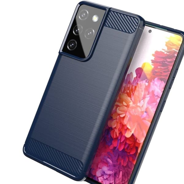 Carbon Case fleksibelt deksel Samsung Galaxy S21 Ultra 5G blå