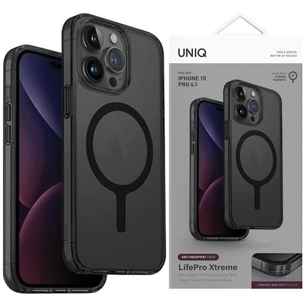 UNIQ LifePro Xtreme iPhone 15 Pro 6.1-deksel Magclick Last ned Grey/Frost Smoke