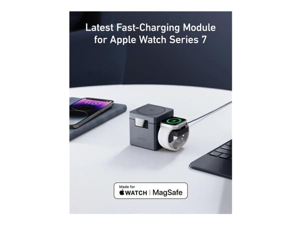 Anker 3-in-1 Cube - Langaton latausteline - MagSafe + verkkovirtasovittimella - 15 wattia - MFI-sertifioitu - musta