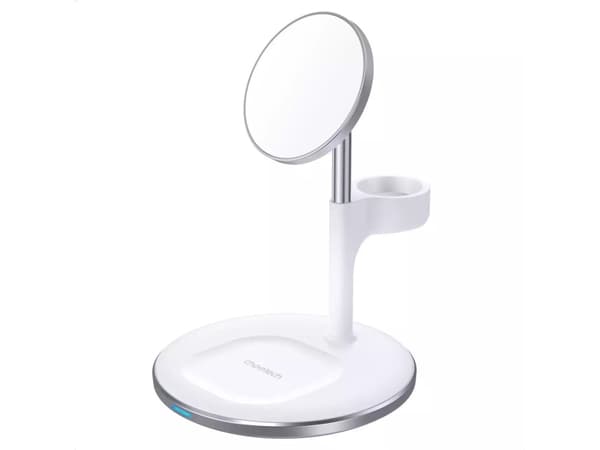 4kom.co.uk Choetech magnetisk laddare 3in1 skrivbordsstativ för MagSafe för Apple iPhone AirPods Pro och Watch Vit