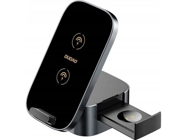 Dudao A11Pro+ induktiv lader 15W 3in1 for telefon / smartklokke / hodetelefoner - svart
