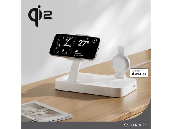 4smarts Qi2, Innendørs, AC, 5 V, Trådløs lading, 1,5 m, Hvit