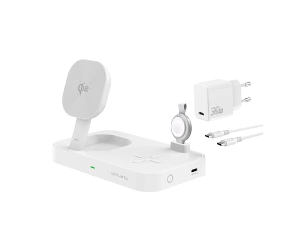 4smarts Qi2, Innendørs, AC, 5 V, Trådløs lading, 1,5 m, Hvit Hvit