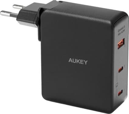 Vegglader Aukey PA-B7O, 1xUSB-A, 2xUSB-C, 140W GaN (svart)