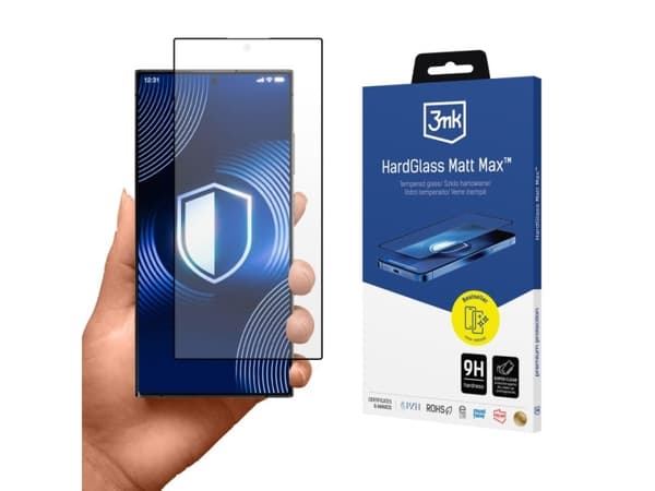 3MK HardGlass Matt Max, Samsung, Galaxy S24 Ultra, Fallsäker, Reptålig, Transparent, 1 styck