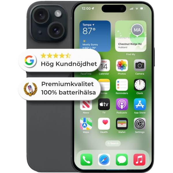 iPhone 15 128GB 100% batterisundhed Som ny Sort iPhone 15 128GB 100% batterisundhed Som ny Sort