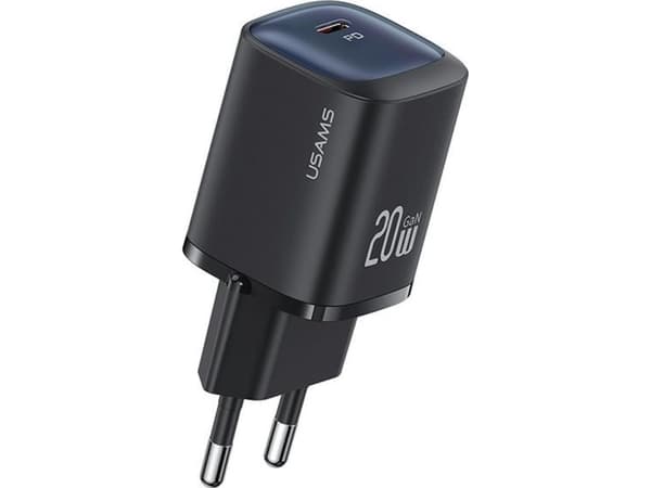 Usams USAMS nätverksladdare CC248 20W GaN USB-C snabbladdning HC-serien svart/svart CC248TC01