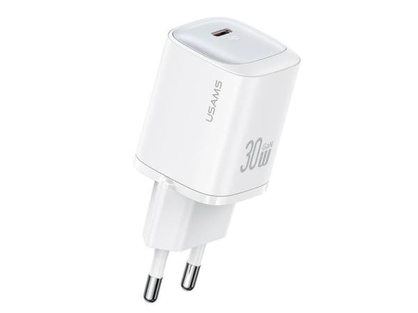 Usams USAMS Charger Lod. nettverk. CC251 30W GaN USB-C Hurtiglading HC-serien hvit/hvit CC251TC02