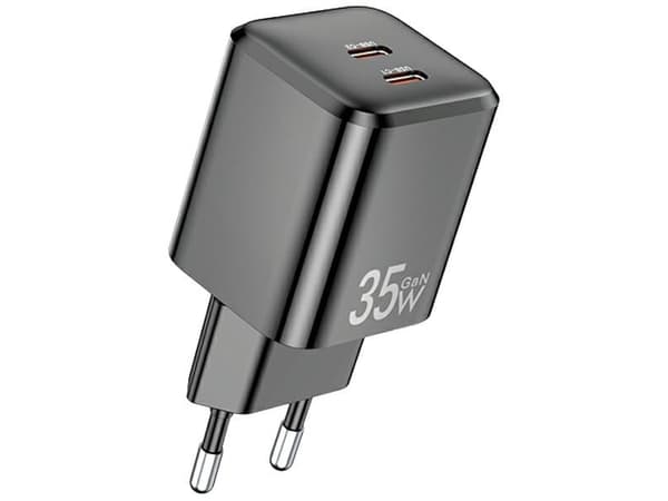 Awei PD65-EU 35W GaN 2xUSB-C verkkovirtalaturi / ilman kaapelia - musta
