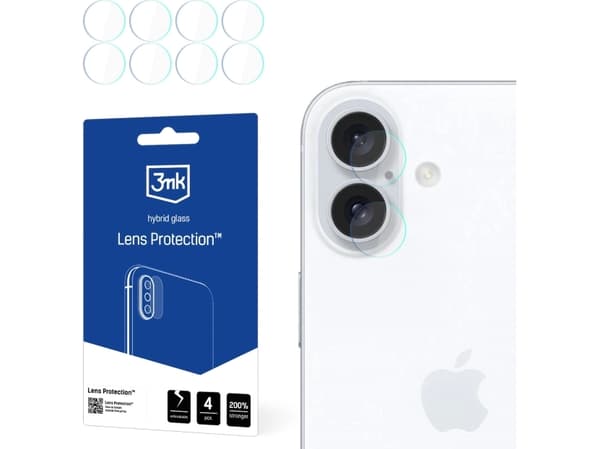 3MK Lens Protection, Apple, iPhone 16, Slagtålig, Reptålig, Transparent, 4 styck