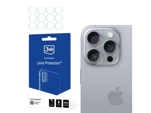 3MK Lens Protection, Apple, iPhone 16 Pro Max, Impact resistant, Scratch resistant, Transparent, 4 pc(s)