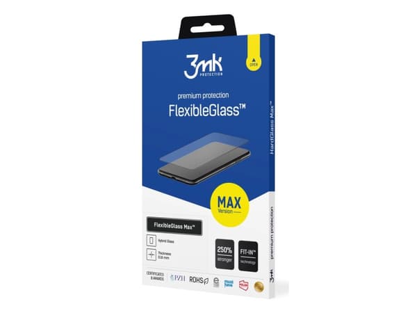 3MK FlexibleGlass Max, Apple, iPhone 16 Pro, Slagtålig, Reptålig, Svart, Transparent, 1 styck