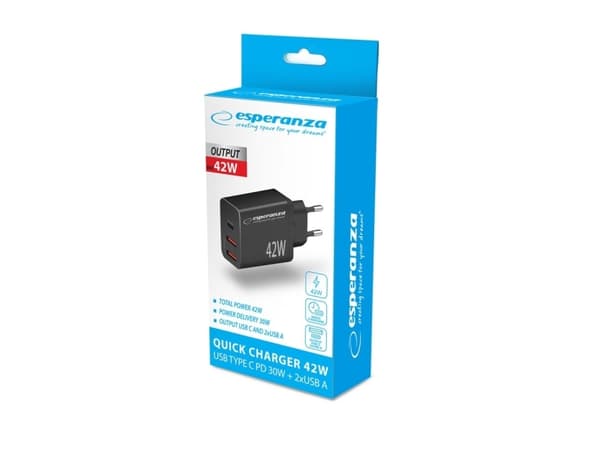 Esperanza EZC106K netoplader 42W sort
