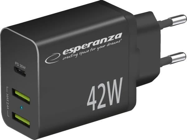 Esperanza EZC106K netoplader 42W sort