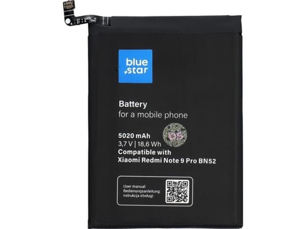 Bateria Blue Star Bateria do Xiaomi Redmi Note 9 PRO (BN52) 5020 mAh Li-Ion Blue Star
