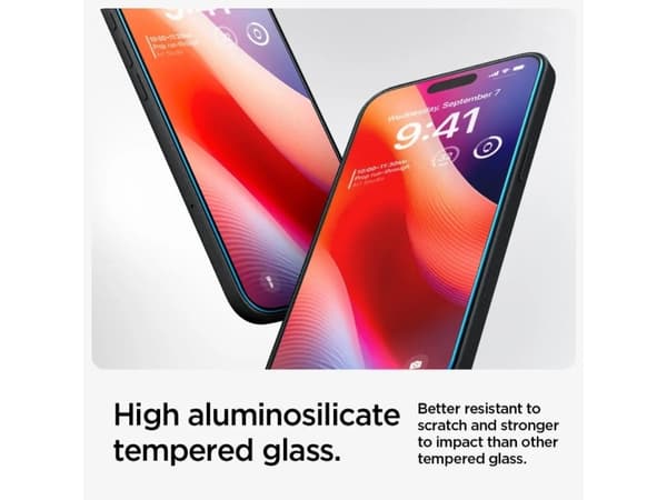 Spigen Glas.tR Slim HD, Apple, iPhone 16 / iPhone 15, Slagtålig, Reptålig, Transparent, 1 styck
