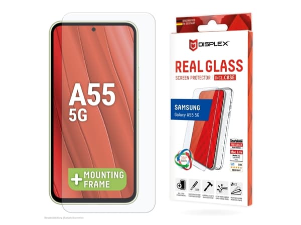 Displex 01954, Samsung, Galaxy A55 5G, Torr applicering, Smutsavvisande, Reptålig, Stöttålig, Stötsäker, Transparent, 1 styck
