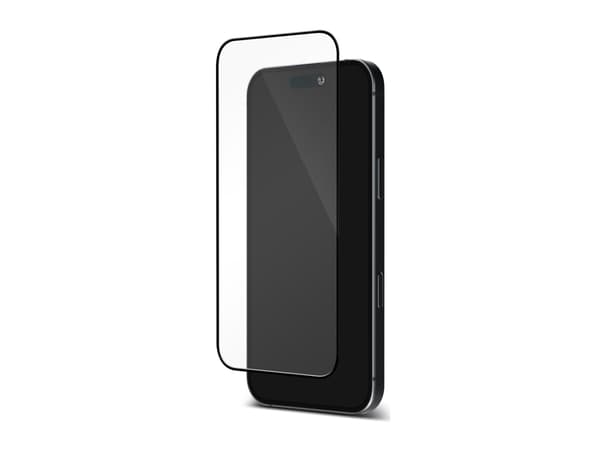 DELTACO - Skjermbeskyttelse for mobiltelefon - hel dekning - 2.5D - glass - rammefarge svart - for Apple iPhone 16 Pro
