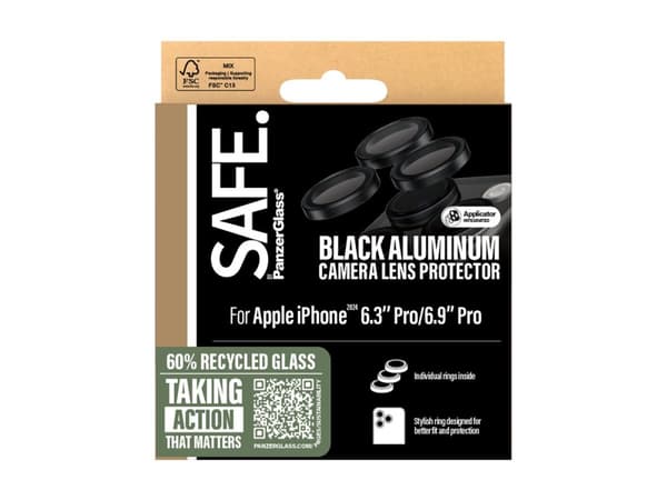 SAFE. by PanzerGlass - Objektiv beskyttelse for mobiltelefon - sort - for Apple iPhone 16 Pro, 16 Pro Max