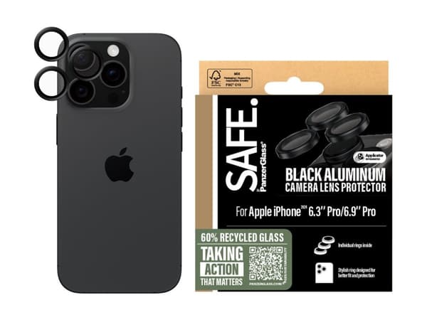 SAFE. by PanzerGlass - Objektiv beskyttelse for mobiltelefon - sort - for Apple iPhone 16 Pro, 16 Pro Max
