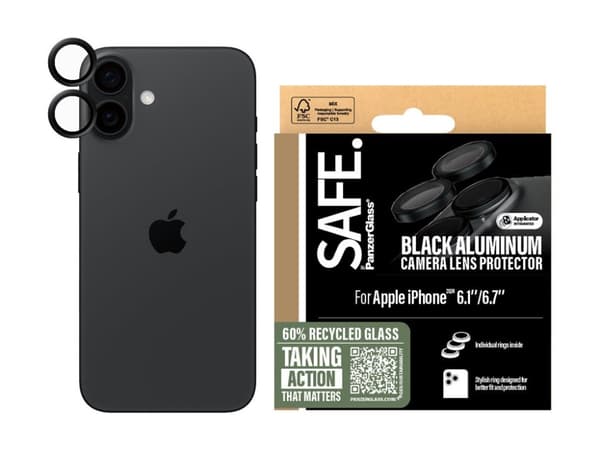 SAFE. by PanzerGlass - Linsebeskytter for mobiltelefon - svart - for Apple iPhone 16, 16 Plus