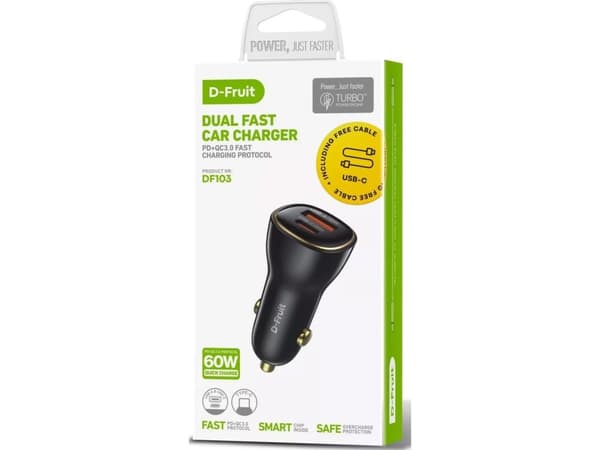 Ładowarka Kaku D-Fruit car charger USB-A + USB-C 60W (DF103)
