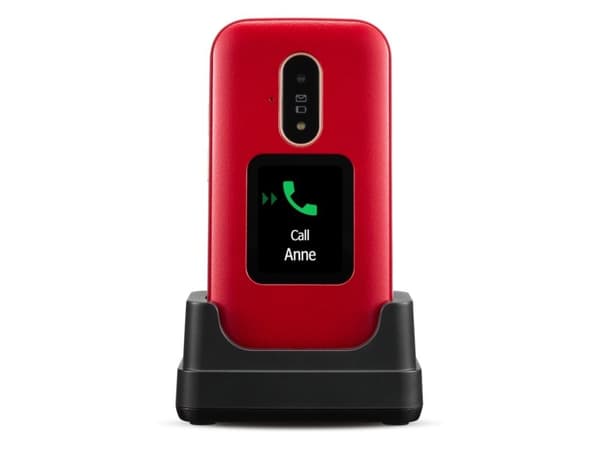 [OUTLET] - DORO 6881 - 4G-funktionstelefon - microSD-kortplats - 320 x 240 pixlar - bakre kamera 2 MP - röd och vit