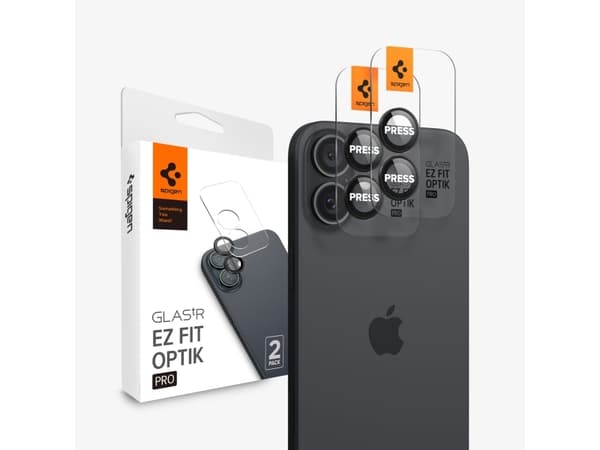 Spigen Optik Pro EZ Fit, Approach, iPhone 16 Plus, Dammresistent, Reptålig, Transparent, 2 styck