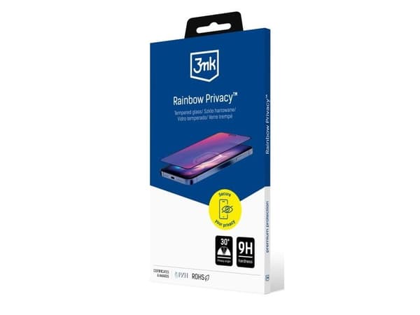 3MK Rainbow Privacy, Apple, iPhone 15 Pro, Anti-bacterial, Dirt resistant, Impact resistant, Scratch resistant, Black, Transparent, 1 pc(s)