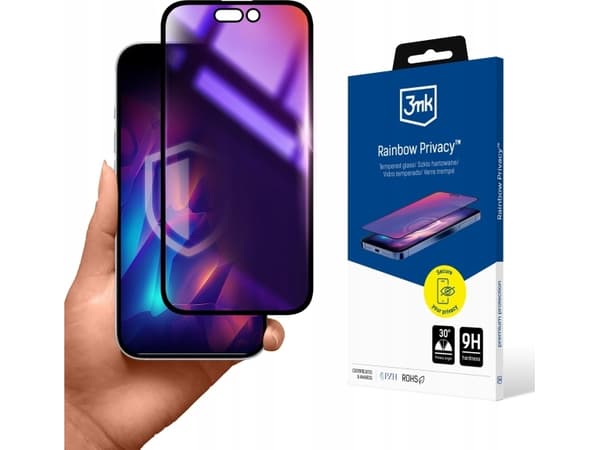 Herdet personvernglass for Apple iPhone 14 Pro Max - 3mk Rainbow Privacy
