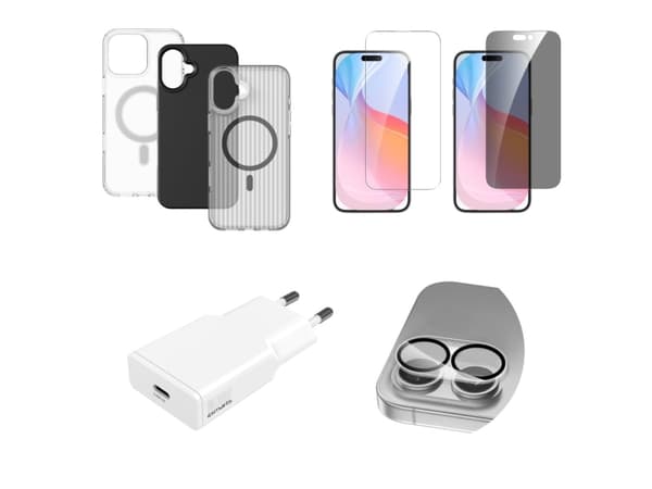 4smarts 541189, musta, harmaa, läpinäkyvä, valkoinen, 9H, Apple, iPhone 16, 240 g, 45 mm