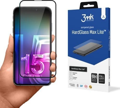 3MK HardGlass Max Lite, iPhone 15 Pro, 1 stk