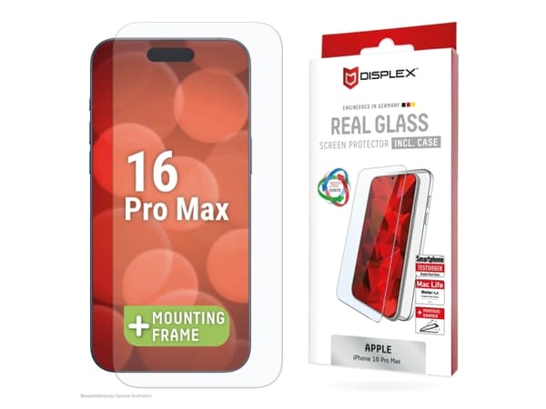 Displex 02004, Apple, iPhone 16 Pro Max, Smudsafvisende, Smudsafvisende, Slagbestandig, Ridseresistent, Transparent, 1 stk