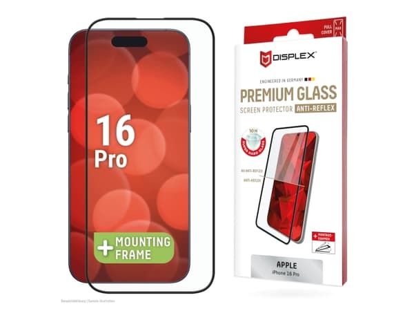 Displex 01997, Apple, iPhone 16 Pro, Torr applicering, Smutsavvisande, Slagtålig, Reptålig, Stöttålig, Transparent, 1 styck