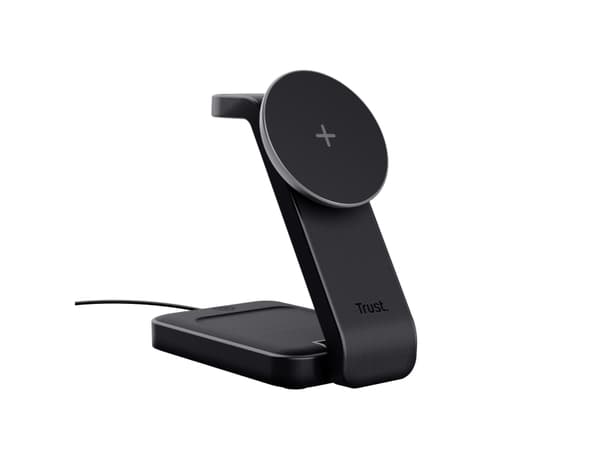 Trust Viro - Trådløst ladestativ - magnetisk, 3-i-1 - 20 watt - svart