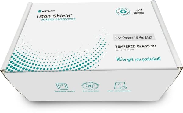 eSTUFF ES501426-50BULK, Apple, iPhone 16 Pro Max, Reptålig, Splitterskyddad, Transparent, 50 styck