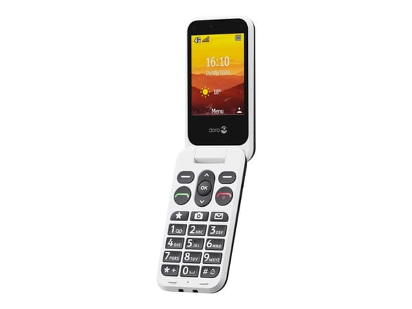 DORO Leva L21 - 4G funktionstelefon - RAM 64 MB / Internminne 128 MB - microSD slot - LCD display (TFT) - 320 x 240 pixlar (60 Hz) - rear camera 2 MP Svart, Vit
