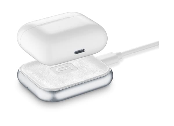 Cellularline AIRPODWIRBASEW, Innendørs, USB, 5 V, Trådløs lading, 1,6 m, Sølv, Hvit Sølv, Hvit