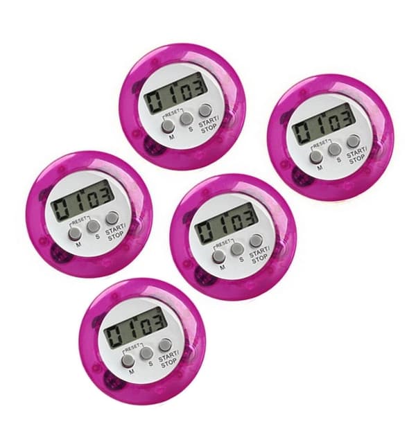 Set med 5 digitala kökstimers, väckarklockor, lila