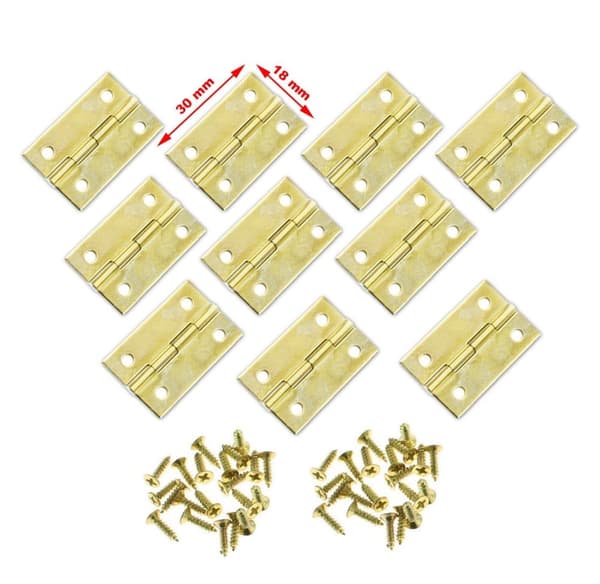Sats om 30 st små mässingsgångjärn (30x18 mm)