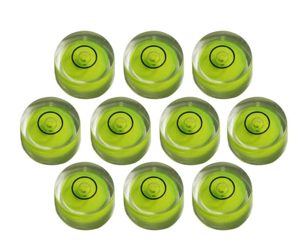 Sæt med 10 små runde bobleniveauer størrelse 7 (18x9 mm)
