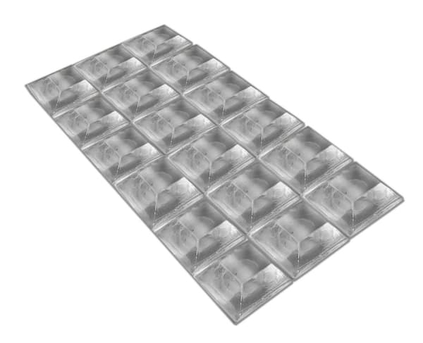Sats med 54 självhäftande buffertar (typ 4, 20x20 mm, trapetsformade)