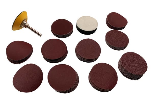 Set med 50 mm sliprondell och adapter (med 100 rondeller, korn 80-2000)