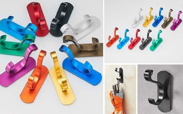 Set med 10 klädkrokar (brons, aluminium, rostfritt, skruvlösa)