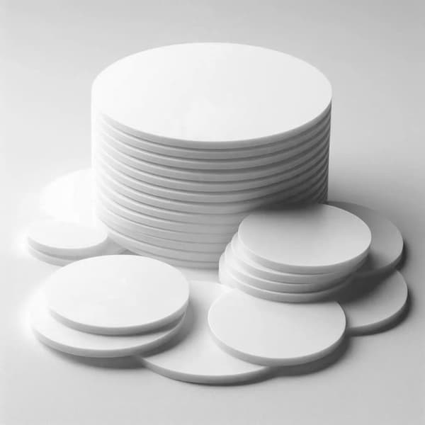 Sats med 30 plastskivor (vita, 3x50 mm, akryl, PMMA)