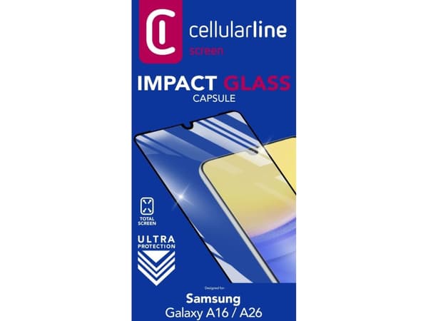 Cellularline TEMPGCABGALA16K, Samsung, Galaxy A16, iskunkestävä, naarmunkestävä, iskunkestävä, läpinäkyvä, 1 kpl