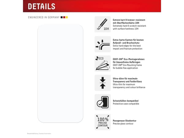 Displex 02001, Apple, iPhone 16, Smudsafvisende, Slagbestandig, Ridseresistent, Transparent, 1 stk