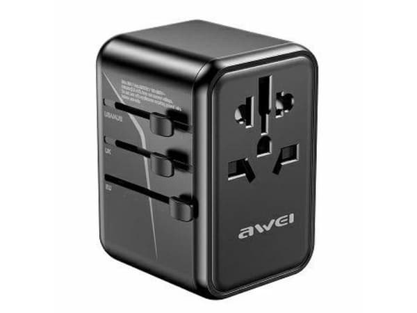 GaN 65W 4in1 US/AU/EU/UK C-40 matkalaturi 2xUSB+3xUSB-C