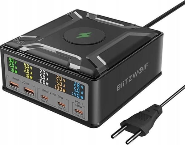 Blitzwolf latausasema Blitzwolf BW-S28 260W, 2xUSB-A, 3xUSB-C, 15W (musta)