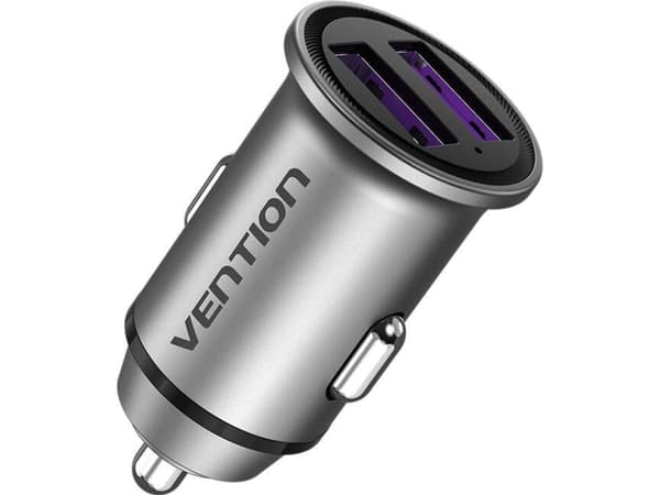 Vention FFEH0 USB A+A(30/30) dual-port car charger grey Grå